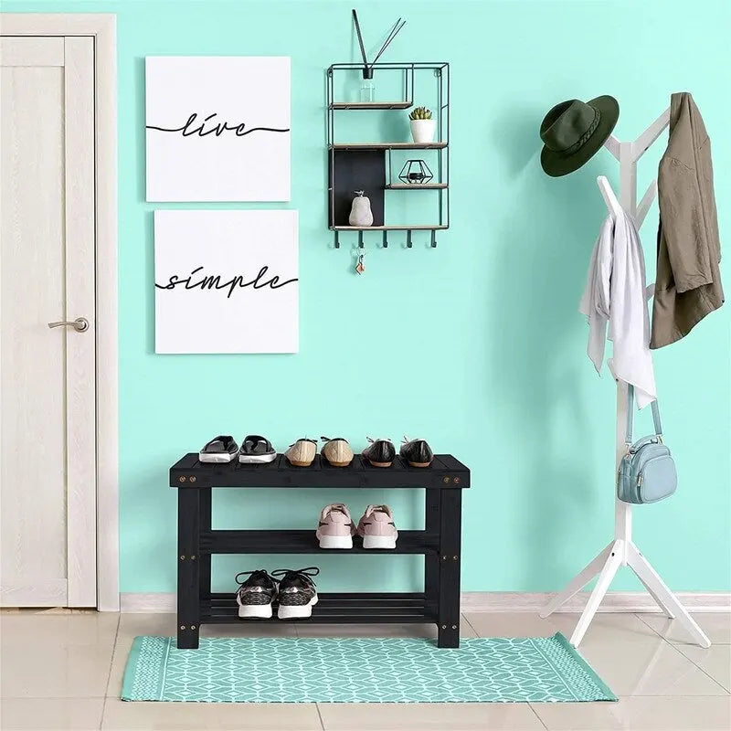 3 Tier Shoe Rack Small Bench - 11 D x 27.6 W x 17.7 H
