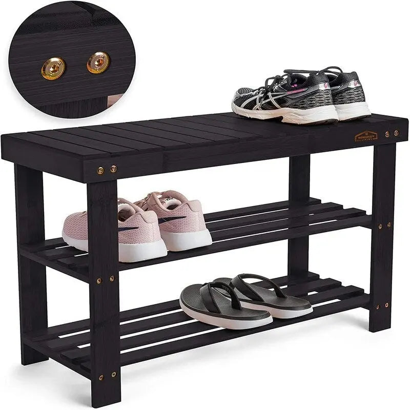 3 Tier Shoe Rack Small Bench - 11 D x 27.6 W x 17.7 H
