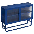 Tempered Glass Cabinet Credenza with 2 Adjustable Shelf U-shaped Leg Anti-Tip Dust-free Enclosed Cupboard for Living Room