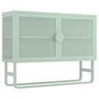 Tempered Glass Cabinet Credenza with 2 Adjustable Shelf U-shaped Leg Anti-Tip Dust-free Enclosed Cupboard for Living Room