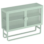 Tempered Glass Cabinet Credenza with 2 Adjustable Shelf U-shaped Leg Anti-Tip Dust-free Enclosed Cupboard for Living Room