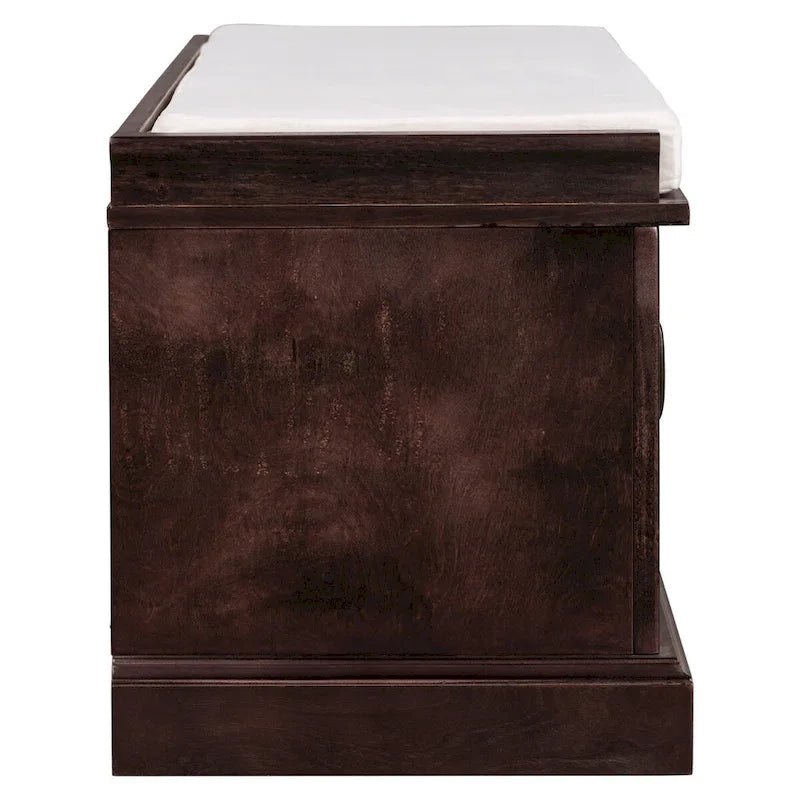 Storage Bench with 2 Drawers and 2 Cabinets, Shoe Bench with Removable Cushion for Living Room, Entryway (Black)