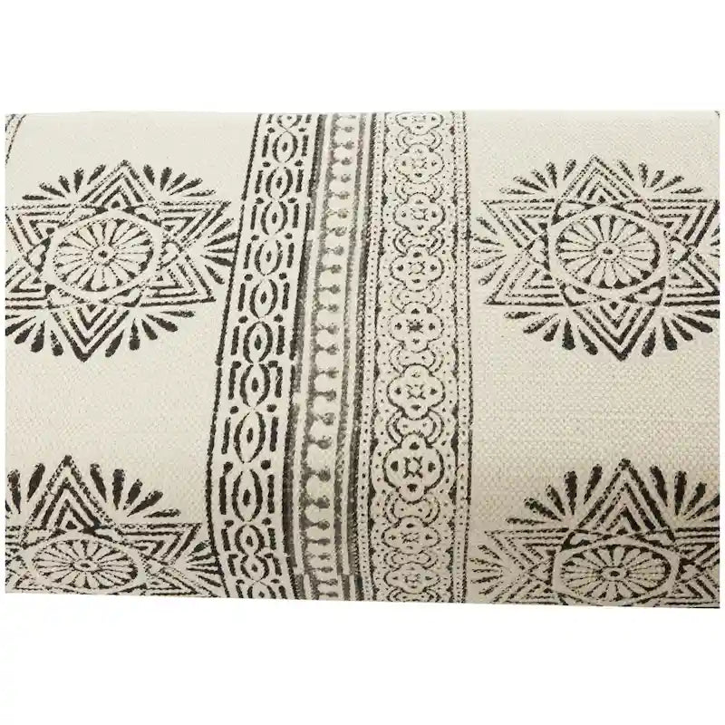 Metal Floral, Diamond or Tribal Bench with Metal Hairpin Legs - White, Gray or Multi Colored - Roche River Decor