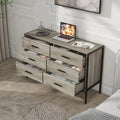 Wood Dresser with 6 Drawers, Solid Clothes Cabinet with Sturdy Steel Frame, 48.58 W15.75 D31.22 H, 48 inch, Rustic Grey