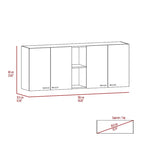 Portofino 150 Wall Cabinet, Double Door, Two External Shelves, Two Interior Shelves