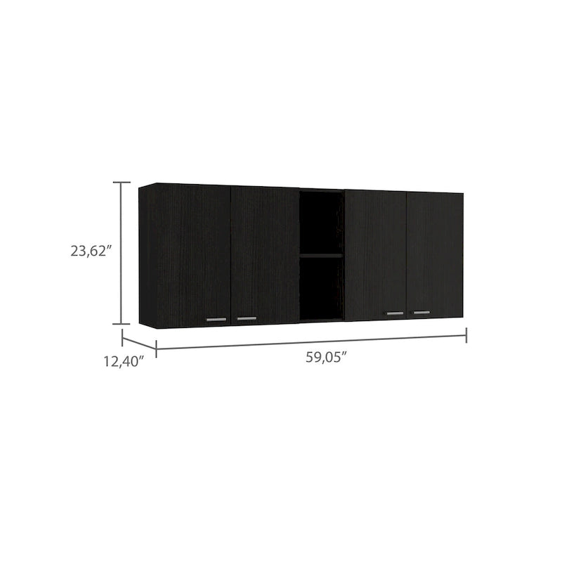 Portofino 150 Wall Cabinet, Double Door, Two External Shelves, Two Interior Shelves