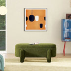 Hugo 49  Boucle Fully Upholstered Oval Storage Bench