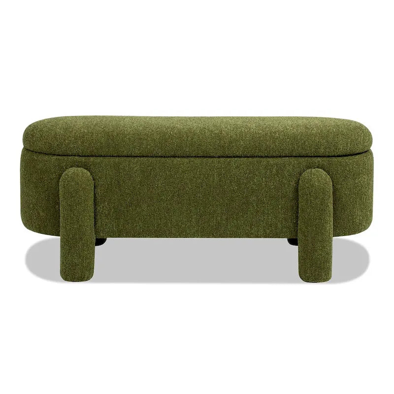 Hugo 49  Boucle Fully Upholstered Oval Storage Bench