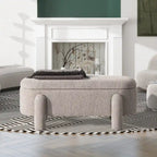 Hugo 49  Boucle Fully Upholstered Oval Storage Bench