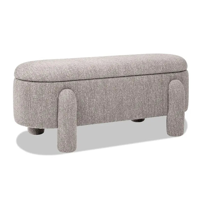 Hugo 49  Boucle Fully Upholstered Oval Storage Bench