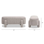 Hugo 49  Boucle Fully Upholstered Oval Storage Bench
