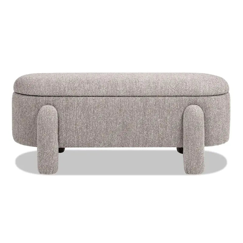 Hugo 49  Boucle Fully Upholstered Oval Storage Bench