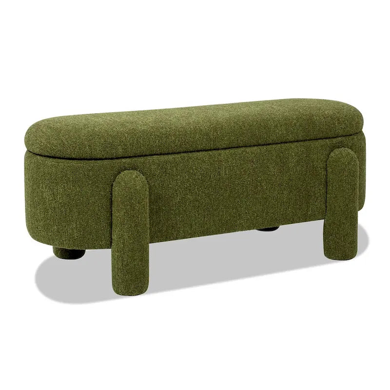 Hugo 49  Boucle Fully Upholstered Oval Storage Bench