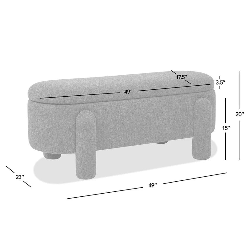 Hugo 49  Boucle Fully Upholstered Oval Storage Bench