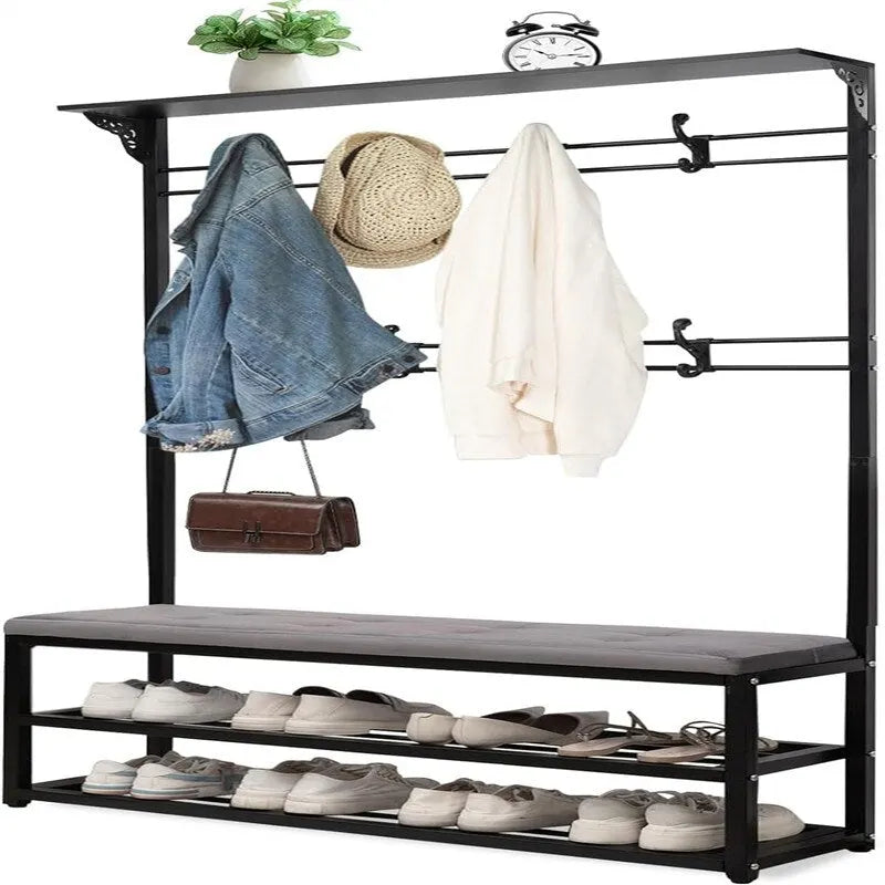 Hall Tree with Bench and Shoe Storage - 39.37 D x 11.8 W x 67.77 H