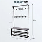 Hall Tree with Bench and Shoe Storage - 39.37 D x 11.8 W x 67.77 H