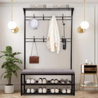 Hall Tree with Bench and Shoe Storage - 39.37 D x 11.8 W x 67.77 H