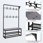Hall Tree with Bench and Shoe Storage - 39.37 D x 11.8 W x 67.77 H