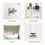Litter Box Enclosure with Shelves&Doors,White Wooden Hidden Cat Litter Box,Industrial Indoor Cat House Pet Crate Storage Cabinet