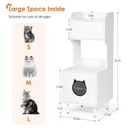 Litter Box Enclosure with Shelves&Doors,White Wooden Hidden Cat Litter Box,Industrial Indoor Cat House Pet Crate Storage Cabinet