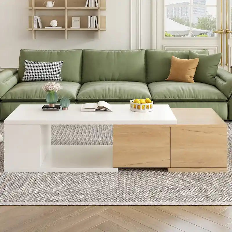 Extendable Coffee Table with 2 Storage Drawers