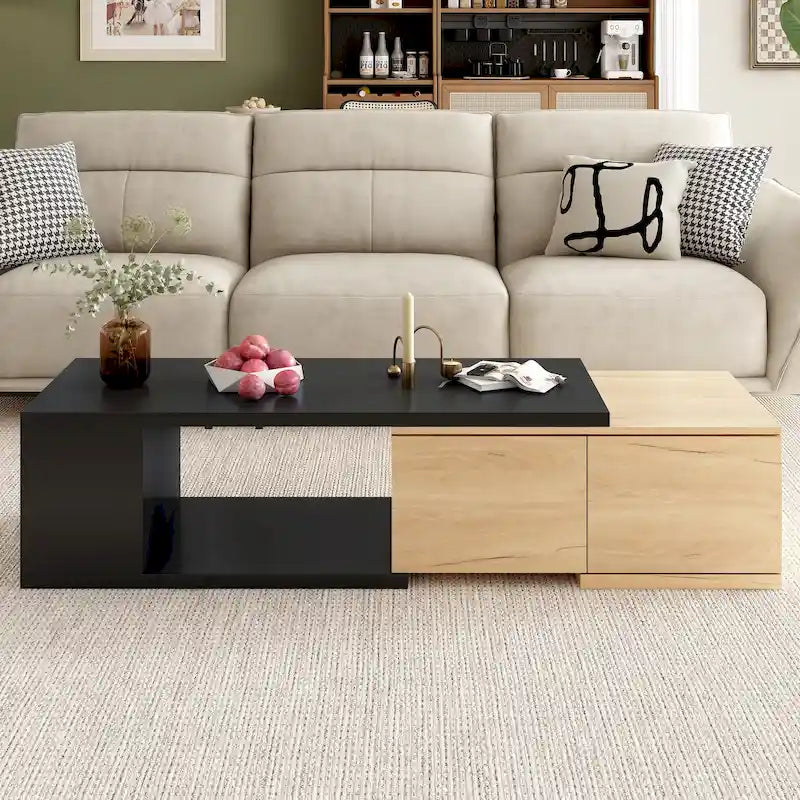 Extendable Coffee Table with 2 Storage Drawers