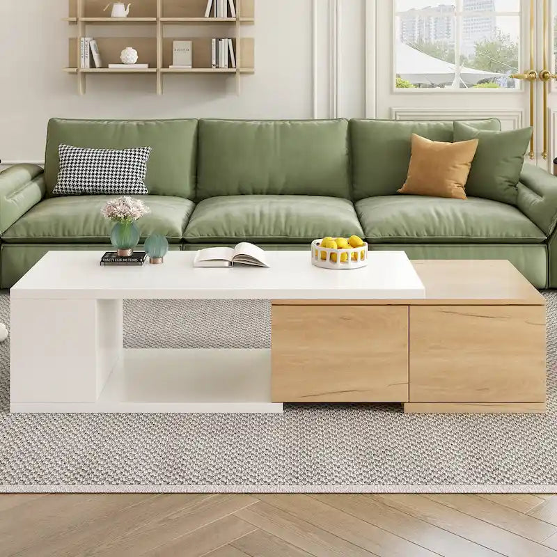 Extendable Coffee Table with 2 Storage Drawers
