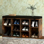 Entryway Shoe Bench with Storage, Padded Seat 40.9 inch