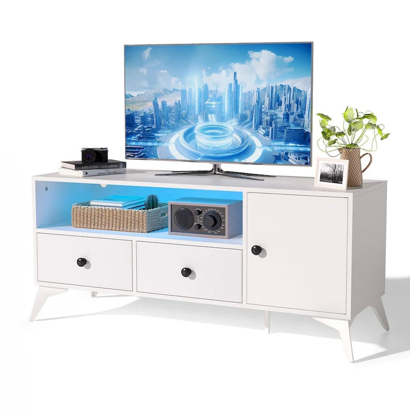TV Stand Console Table RGB LED Light Cabinet Open Media Storage Gaming Entertainment Center - 47.24  L x 15.74  W x 20.47  H