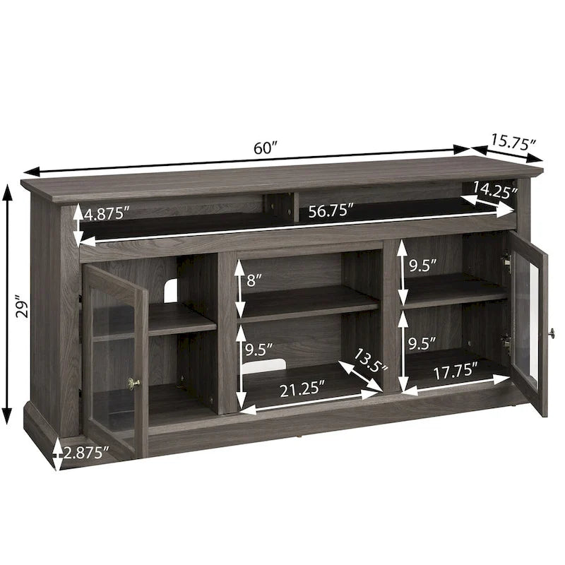 Modern TV Stand with Open and Closed Storage