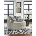 Signature Design by Ashley Calnita Brown/Gray Oversized Swivel Accent Chair - 56 W x 55 D x 36 H