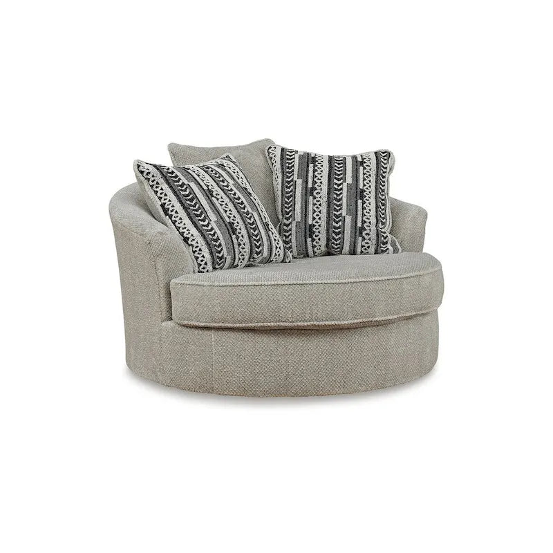 Signature Design by Ashley Calnita Brown/Gray Oversized Swivel Accent Chair - 56 W x 55 D x 36 H