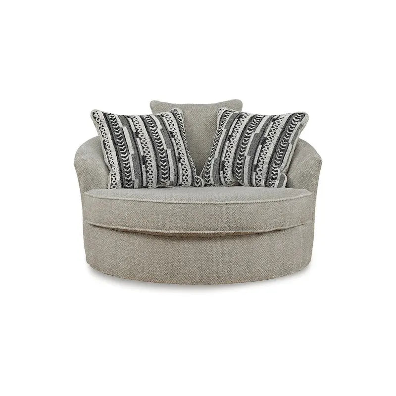 Signature Design by Ashley Calnita Brown/Gray Oversized Swivel Accent Chair - 56 W x 55 D x 36 H