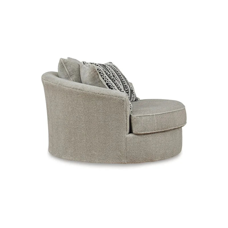 Signature Design by Ashley Calnita Brown/Gray Oversized Swivel Accent Chair - 56 W x 55 D x 36 H