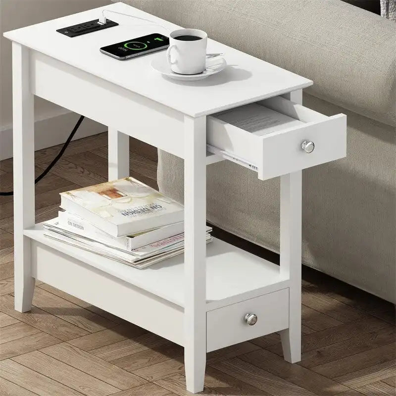 Side Table with Charging Station - 23.62 D x 11.81 W x 23.62 H