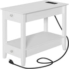 Side Table with Charging Station - 23.62 D x 11.81 W x 23.62 H