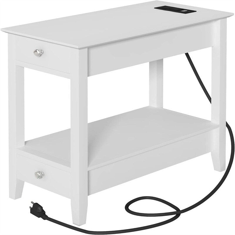 Side Table with Charging Station - 23.62 D x 11.81 W x 23.62 H