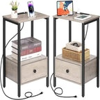Side Table with Charging Station - 11.8 D x 15.7 W x 23.6 H
