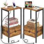 Side Table with Charging Station - 11.8 D x 15.7 W x 23.6 H