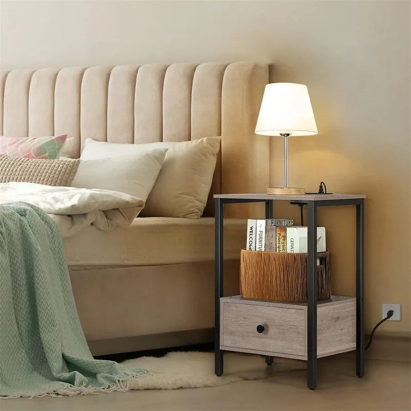 Side Table with Charging Station - 11.8 D x 15.7 W x 23.6 H
