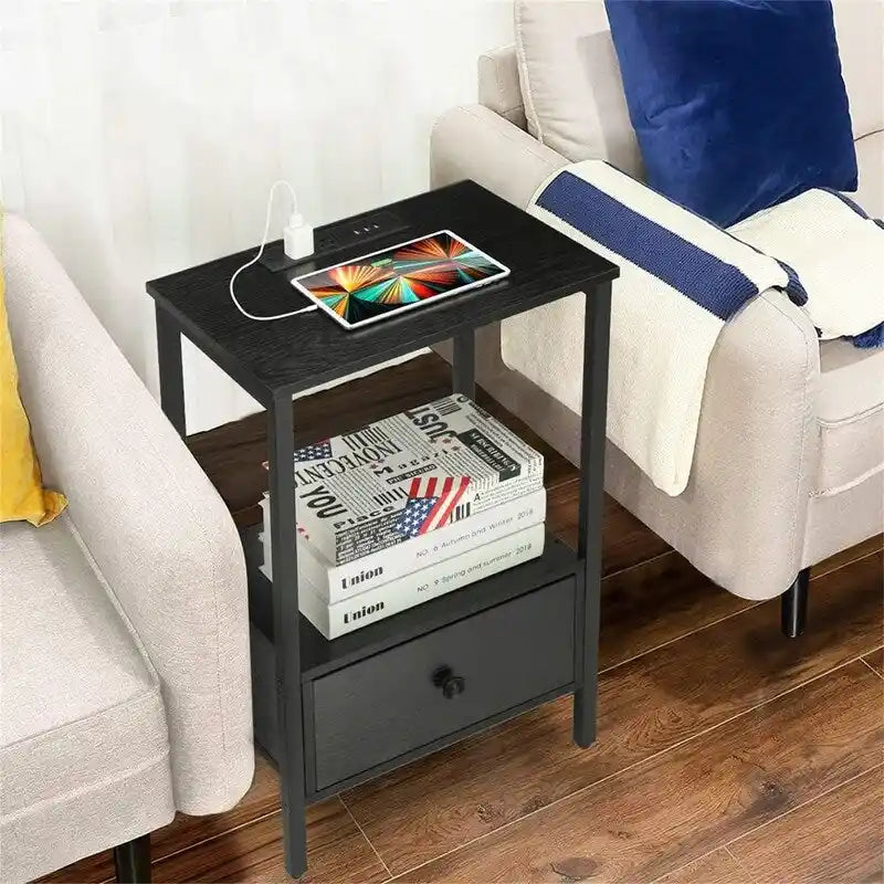 Side Table with Charging Station - 11.8 D x 15.7 W x 23.6 H