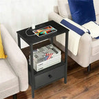 Side Table with Charging Station - 11.8 D x 15.7 W x 23.6 H