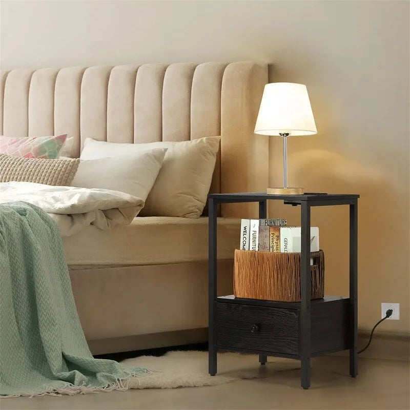 Side Table with Charging Station - 11.8 D x 15.7 W x 23.6 H