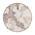 32.48  Round Coffee Table With Sintered Stone Top & Sturdy Metal Frame, Modern Coffee Table for Living Room
