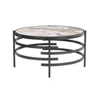 32.48  Round Coffee Table With Sintered Stone Top & Sturdy Metal Frame, Modern Coffee Table for Living Room