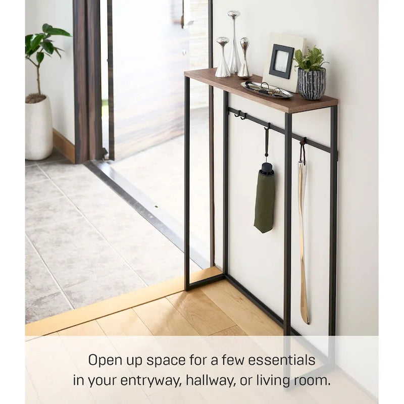 Yamazaki Home Narrow Entryway Console Table, Steel, Holds 11 lbs - L 7.28 x W 23.62 x H 31.69 inches