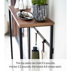 Yamazaki Home Narrow Entryway Console Table, Steel, Holds 11 lbs - L 7.28 x W 23.62 x H 31.69 inches