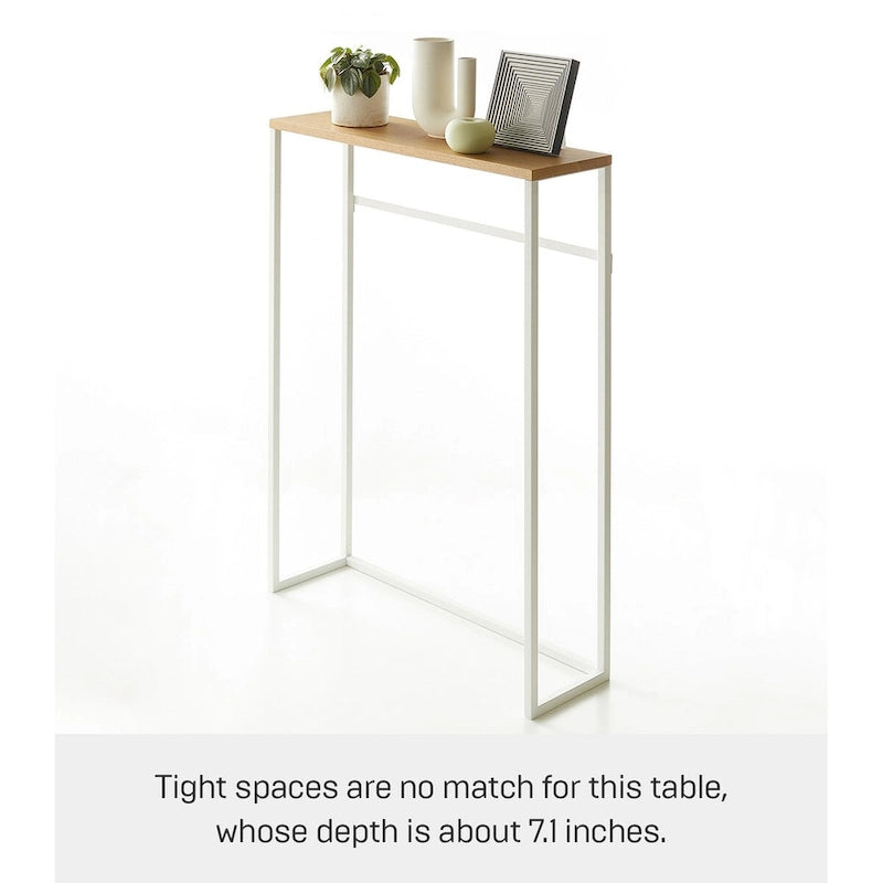Yamazaki Home Narrow Entryway Console Table, Steel, Holds 11 lbs - L 7.28 x W 23.62 x H 31.69 inches