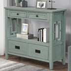 Wood Console Table Entry Sofa Table with 4 Drawers & 1 Storage Shelf for Entryway Living Room Bedroom