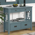 Wood Console Table Entry Sofa Table with 4 Drawers & 1 Storage Shelf for Entryway Living Room Bedroom